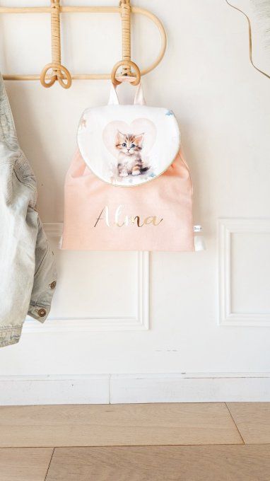 Sac cartable chaton rose claire