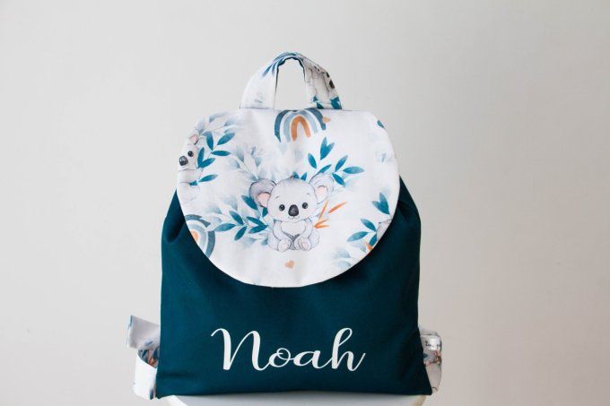 Sac cartable bébé koala pétrole 