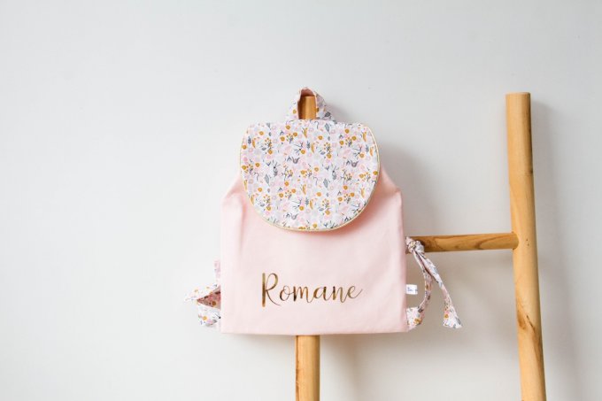 Cartable fleurs Blandine rose