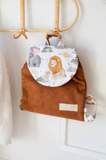 Sac cartable Safari velours marron