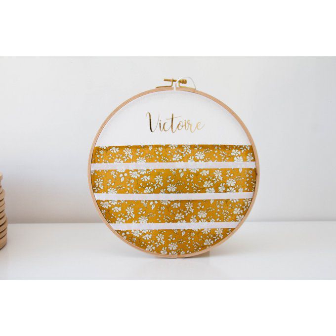 Porte barrette Liberty moutarde blanc