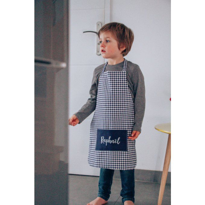 Tablier a carreaux bleu 