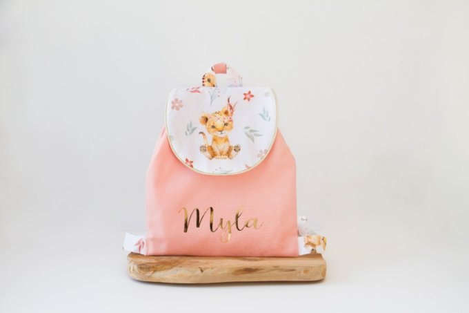 Sac cartable tigre indien rose poudré 