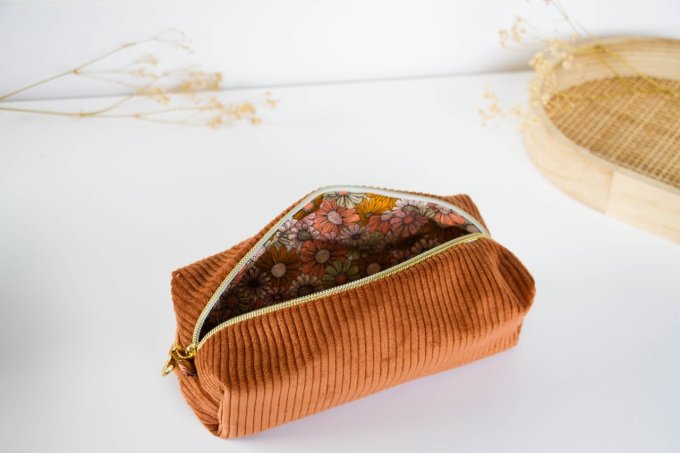 Trousse d'école Paulette velours côtelé marron Taille "petite"