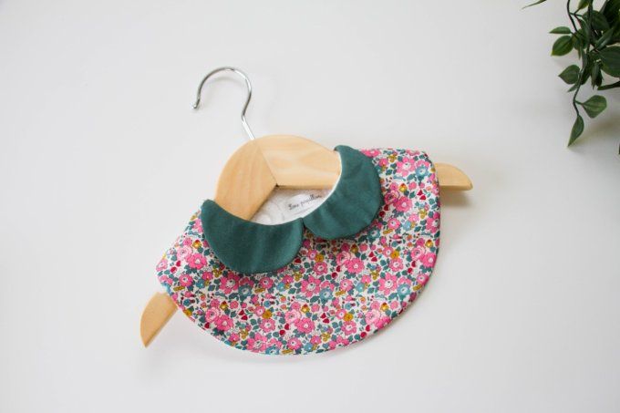 Bavoir col claudine liberty First col céladon